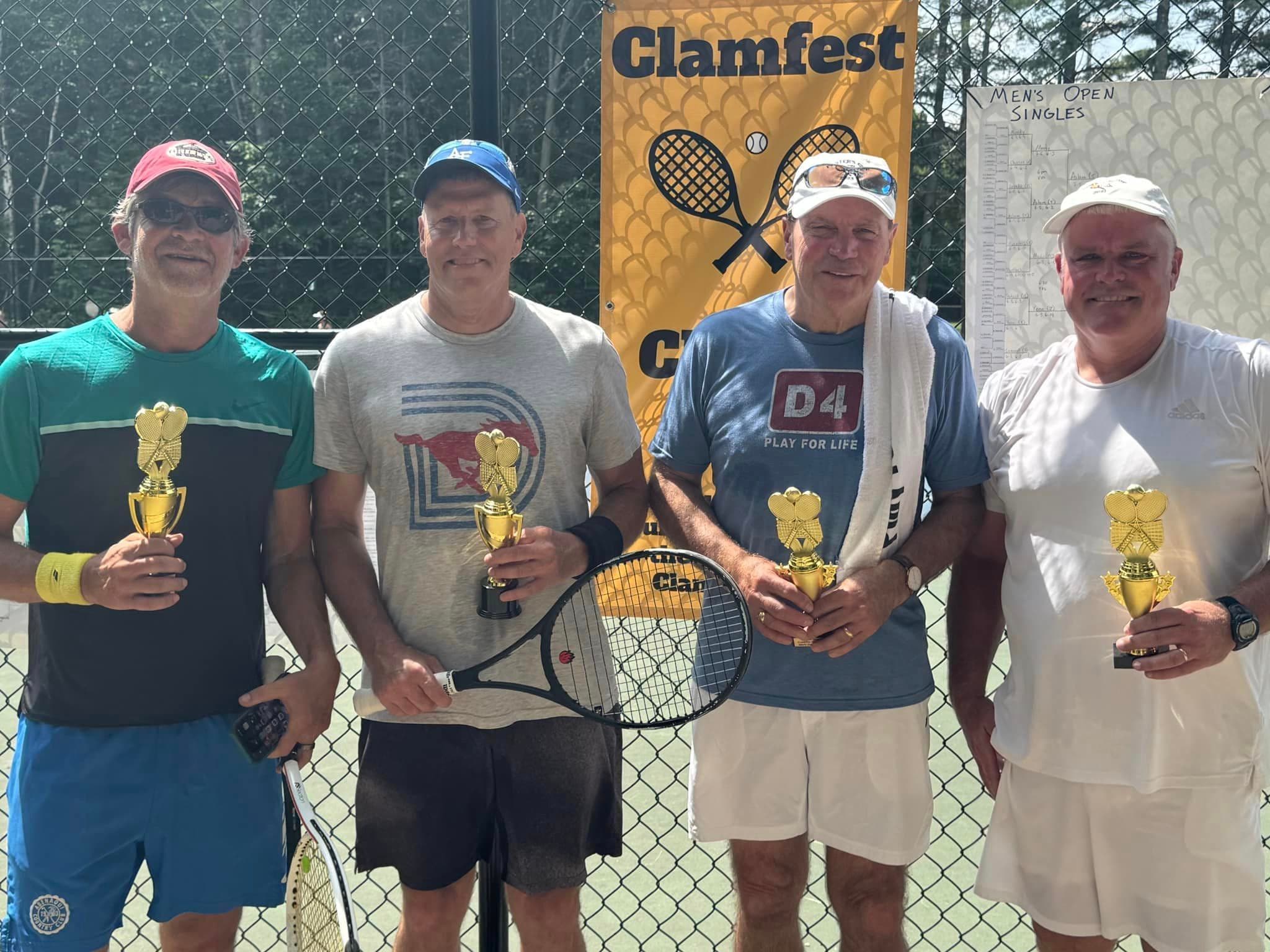 Four men posing with trophy